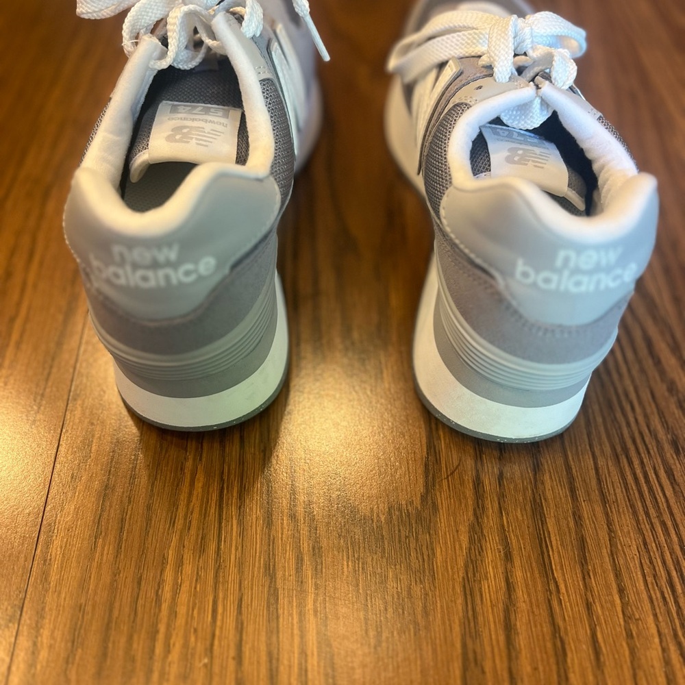 New Balance Light Gray and White Platform Sneakers - Picture 4 of 4